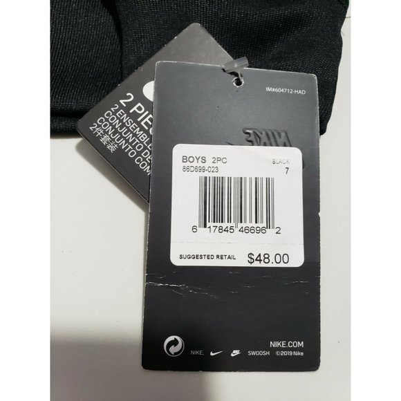 Nike 2-Pc Logo Track Suit Jacket & Pants Set Boys Size 7 Black 86D699-023 - Picture 6 of 10